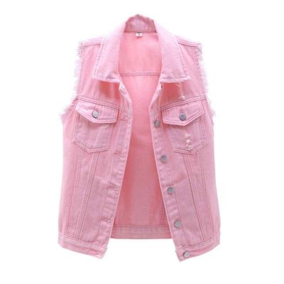 2021 NEW Autumn Women Plus size Denim Vest Sleeveless Waistcoat Students Casual Tops Jeans Jackets Red Pink Purple Yellow Blue