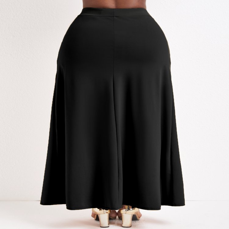 Pocket Black Drawastring A Line Maxi Skirt